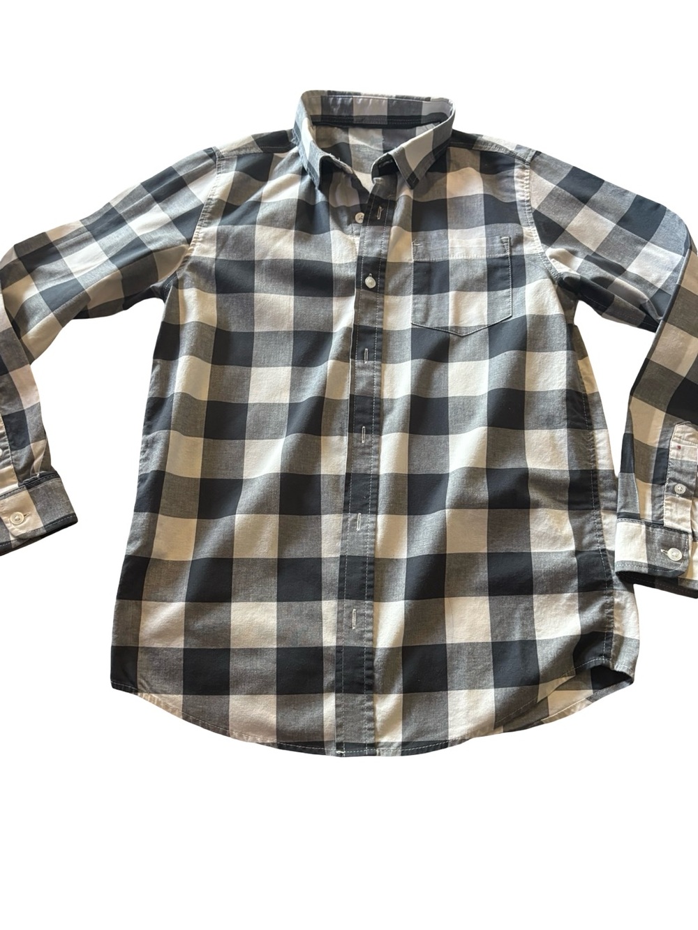 wonder nation Black and White Buffalo Check Button-Down Shirt